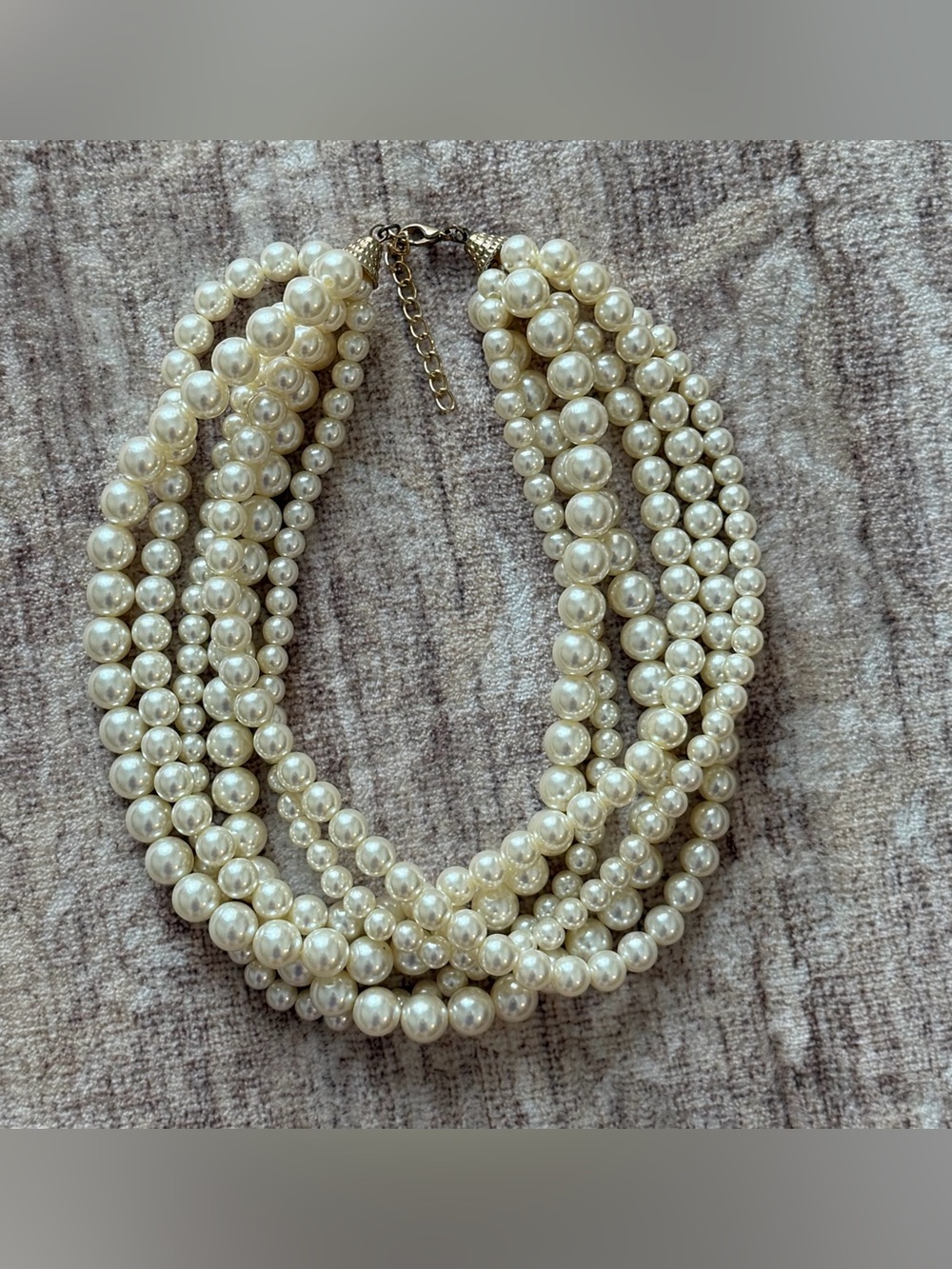Chunky faux pearl multi-strand necklace